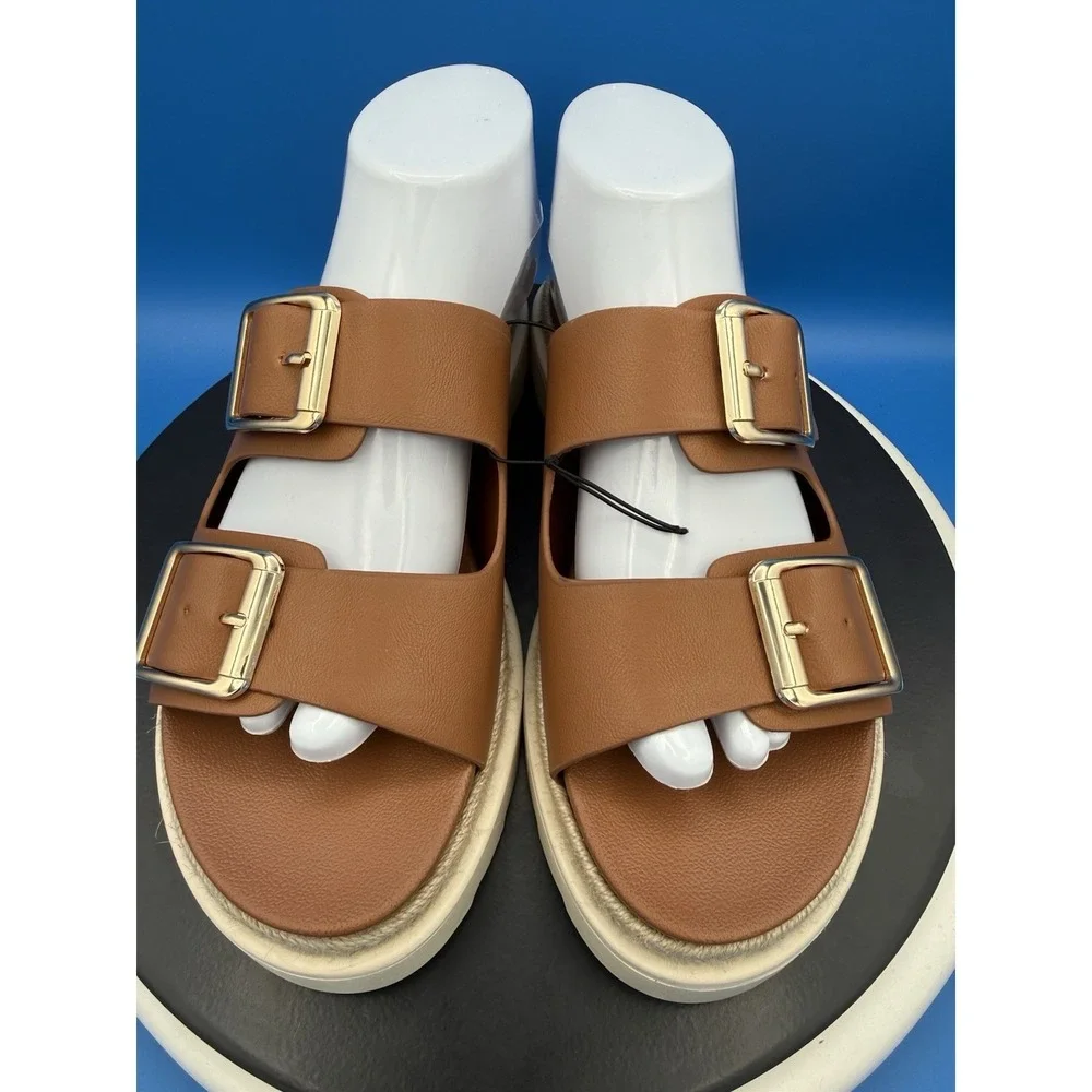 Madden Girl G-Envyy Womens Size 9.5M Brown Platform Espadrille Slip On Sandals